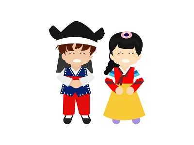 happy kids coming chuseok day chuseok dress flat design graphic design hanbok illustration kids korea people web