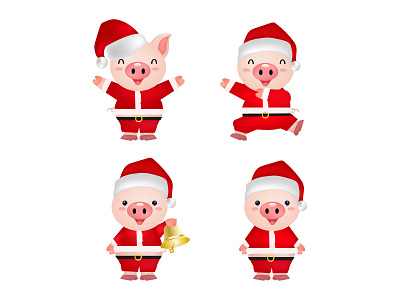 pig character character christmas graphic design illustration santa santa claus web winter