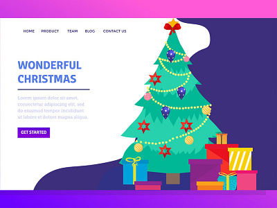 Landing Page With Wonderfull Christmas christmas christmas tree flat design gift box illustration landing page ui web web design website