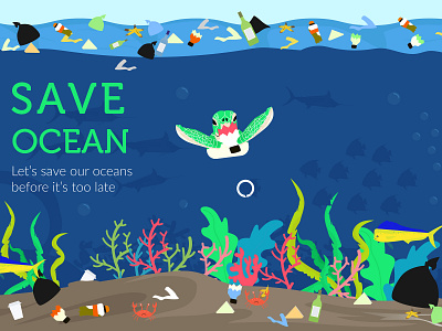 Save Ocean Illustration character flat design graphic design illustration pollution pollution sea vector