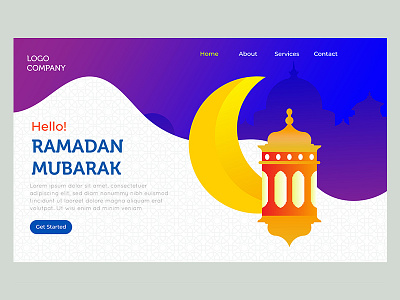 Hello ramadan landing page design flat design graphic design icon illustration landing page lantern ramadan ramadan kareem typography ui vector web web design