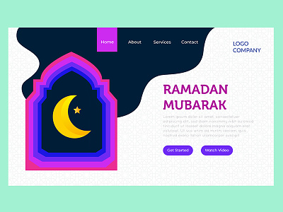 bulan ramadan landing page flat design graphic design illustration landing page moon night people ramadan ui vector web web design