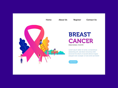 Landing page Breast Cancer breast cancer character flat design graphic design illustration interface landing page people ui vector web woman