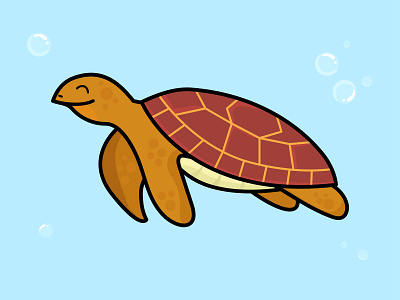 Happy Turtle animal animal logo flat design graphic design happy icon illustration marine ocean sea turtle vector