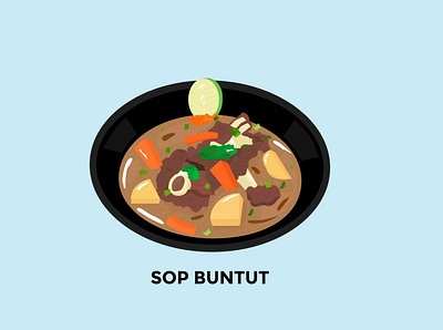 Oxtail Soup (Sop Buntut) Illustration culinary flat design graphic design illustration indonesian food vector