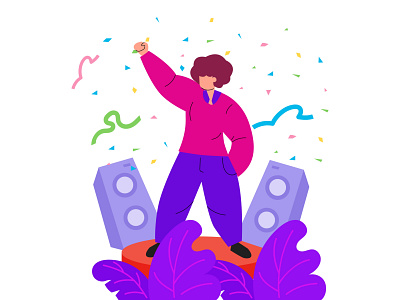 People dancing on the stage award celebration character confetti dance design flat design graphic design icon illustration landing page people ui vector web web design