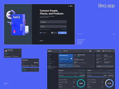 BeQ financial web application dark theme 3d branding dark dark theme graphic design interface ux