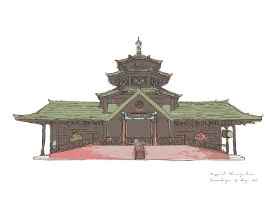 Ceng Hoo Mosque architechture design illustration sketch water color