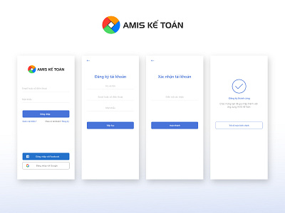 Log In Screens - Amis accountant app accountant app blue confirm light login login page red sign up success message ui