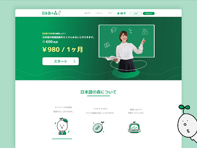 Nihongonomori - 日本語の森 (Advance Japanese for Japanese speaker) branding design illustration japanese ui ux website