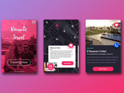 Romantic Travel Hotel Booking App UI Design