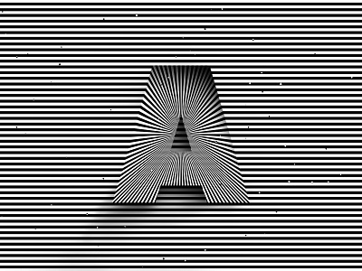 Letter A, 36daysoftype 2020 36days 36daysoftype 36daysoftype a 36daysoftype07 abstract geometry adobe black white geometric abstraction geometrical type graphic design hypnotic kinetic typography letter a lettering op art optical illusion rays striped lines trippy visual effect