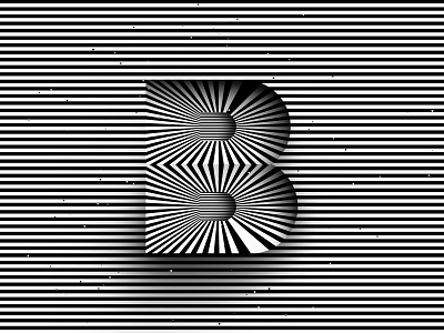 Letter B, 36daysoftype 2020 36days 36daysoftype 36daysoftype b 36daysoftype07 abstract geometry adobe black white geometric abstraction geometrical type graphic design hypnotic kinetic typography letter b lettering op art optical illusion rays striped lines trippy visual effect