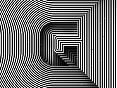 Letter G, 36daysoftype 2020 36days 36daysoftype 36daysoftype g 36daysoftype07 abstract geometry adobe black white geometric abstraction geometrical type graphic design hypnotic kinetic typography letter g lettering op art optical illusion striped lines trippy tunnel visual effect
