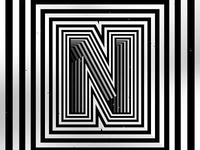 Letter N, 36daysoftype 2020 36days 36daysoftype 36daysoftype n 36daysoftype07 abstract geometry black white geometric abstraction geometrical type graphic design hypnotic kinetic typography letter n op art opart optical illusion striped lines trippy visual effect