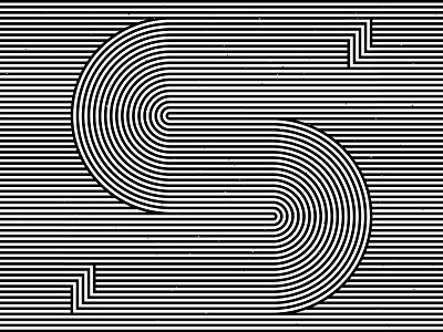 Letter S, 36daysoftype 2020 36days 36daysoftype 36daysoftype s 36daysoftype07 abstract geometry black white geometric abstraction geometrical type graphic design hypnotic kinetic typography letter s op art opart optical illusion striped lines trippy visual effect