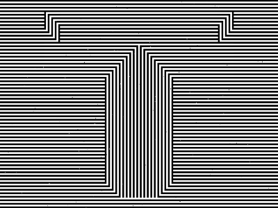 Letter T, 36daysoftype 2020 36days 36daysoftype 36daysoftype t 36daysoftype07 abstract geometry black white geometric abstraction geometrical type graphic design hypnotic kinetic typography letter t op art opart optical illusion striped lines trippy visual effect