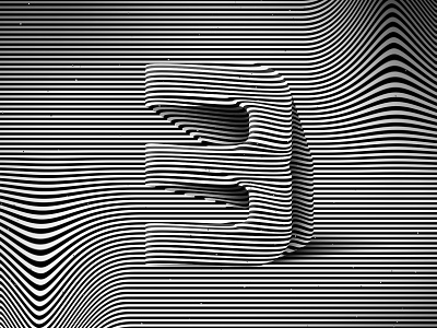 Number 3, 36daysoftype 2020 36days 36daysoftype 36daysoftype 3 36daysoftype07 3d number abstract geometry black white geometric abstraction geometrical type graphic design hypnotic kinetic typography letter 3 op art opart optical illusion striped lines visual effect