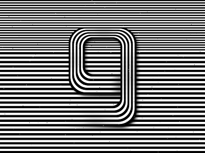 Number 9, 36daysoftype 2020 36days 36daysoftype 36daysoftype-9 36daysoftype07 abstract geometry black white cosmic abstraction geometrical type graphic design hypnotic kinetic typography letter 9 op art opart optical illusion striped number trippy visual effect