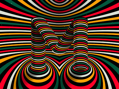 Letter “M”, 36daysoftype 2021 36days 36daysoftype 36daysoftype m 36daysoftype08 abstract distortion color geometrical type graphic design hypnotic kinetic typography letter m op art opart optical illusion psychedelic abstraction striped trippy visual effect