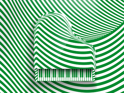 Piano abstract abstraction color graphic design green hypnotic illustration kinetic montreux jazz festival music op art opart optical illusion piano psychedelic striped trippy visual effect