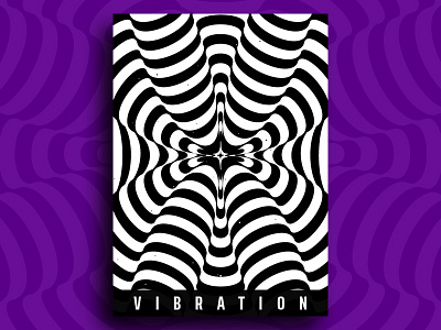 Vibration abstract plakat black white graphic design hypnotic pattern kinetic geometry minimal branding modern poster op art optical illusion striped wave vibration visual effect