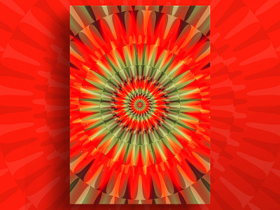 Gerbera abstract plakat color gradient colorful cosmic flower floral poster geometric pattern graphic design hypnotic mandala op art optical illusion red visual effect