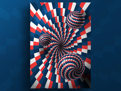 Twirling balls abstract circle color geometric graphics hypnotic kinetic op art optical illusion poster shadow sphere