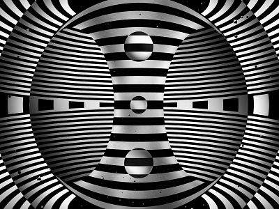 The Wheel of Samsara abstract abstraction black and white circle graphic design illustration kinetic op art optical illusion sphere striped visual effect