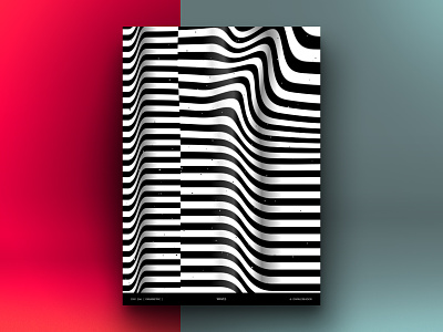 Waves background black white cover graphic design op art optical illusion parametric geometry pattern plakat poster visual effect wavy card