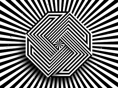 Rhombus abstract abstraction background black white geometric geometrical geometry graphic design impossible shape kinetic lines op art optical illusion rays striped symbol texture visual effect