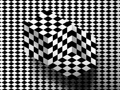 Bones are thrown abstract abstraction background black white checkered cube geometric geometrical geometry graphic design impossible shape kinetic op art optical illusion squares symbol texture visual effect