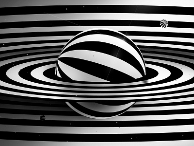 Saturn abstract abstraction background black white geometric geometrical geometry graphic design hypnotic illustration kinetic op art optical illusion planet space striped texture trippy visual effect