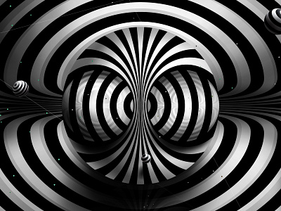 High mind abstract abstraction background black white geometric geometrical geometry graphic design hypnotic illustration kinetic op art optical illusion planet space sphere striped texture trippy visual effect