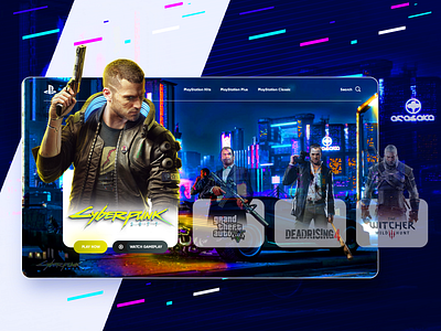 PlayStation Games Dashboard Concept 2019 concept cyberpunk dashboad design game interface playstation project the witcher ui ui design ux ux design uxui webdesign website wild hunt