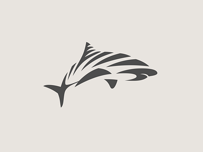 tigershark fin fish logo monogram negative space ocean shark tiger shark