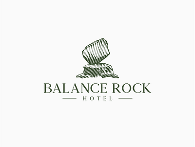 Balance Rock Hotel balance dribbble hand drawn hotel logo logo design rock vintage logo