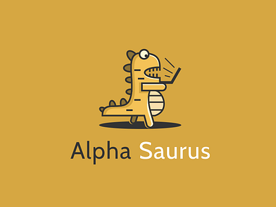 Alphasaurus character dinosaur funny mascot technology unique