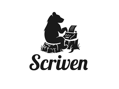Scriven bear logo silhouette typewriter vintage
