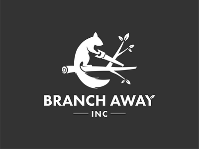 Branch away inc branch business leaf logo design saw silhouette squirrel trees unique