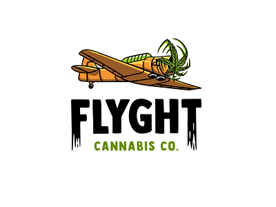 Flyght Cannabis Co adobe illustrator agriculture airplane cannabis logo design