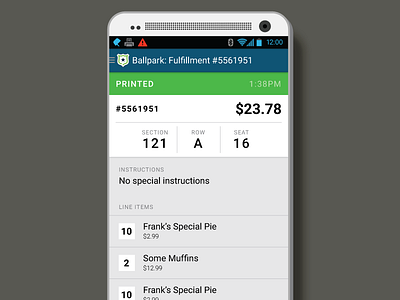 Order Detail android ui