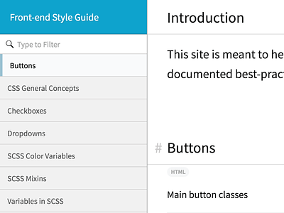 Front-end Style Guide code css filter html js list style guide