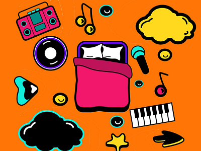 Stickers art artist colour illustration illustrator music stroke vector