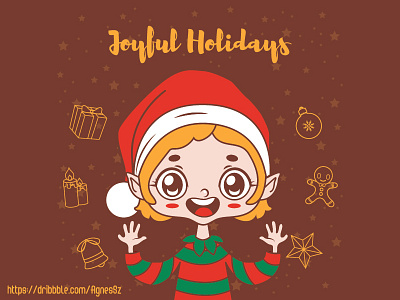 Jolly Christmas elf illustration art boy cartoon character christmas cute design elf funny happy illustration kawaii xmas