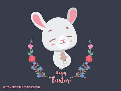 Easter bunny relaxing with festive egg in their hands animal bunny cartoon character cute easter funny rabbit