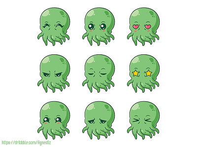 Cthulhu expressions animal cartoon character cthulhu cute lovecraft myth old god