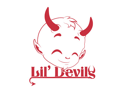 Lil' devil logo concept cute demon deuce devil evil funny happy logo mischief red similing