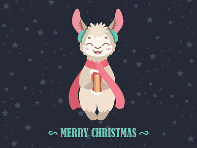 Christmas greeting with a jolly llama animal christmas cute greeting happy jolly llama merry season