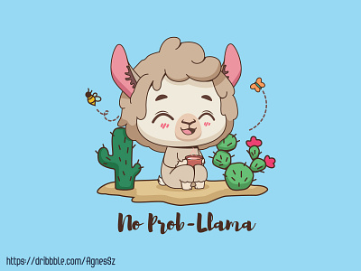 No Prob-llama design animal art cactus cartoon character cute design flower fun funny happiness happy joy kawaii llama mexico probllama pun tshirt wool